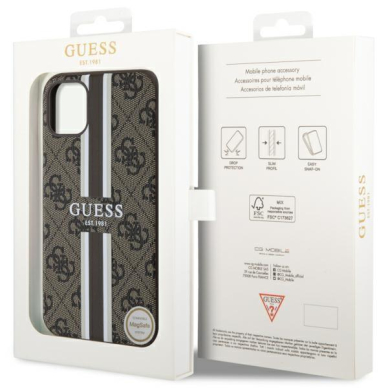 Dėklas Guess 4G Printed Stripes MagSafe GUHMN61P4RPSW iPhone 11 / Xr Rudas 7