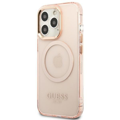 Dėklas Guess Gold Outline Translucent MagSafe GUHMP13LHTCMP iPhone 13 Pro / 13 Rožinis 1