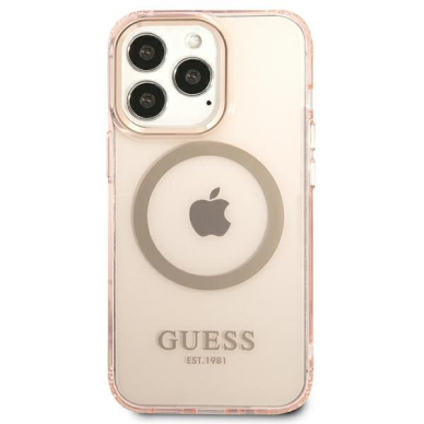 Dėklas Guess Gold Outline Translucent MagSafe GUHMP13LHTCMP iPhone 13 Pro / 13 Rožinis 2