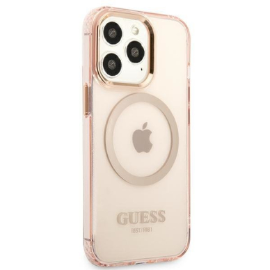 Dėklas Guess Gold Outline Translucent MagSafe GUHMP13LHTCMP iPhone 13 Pro / 13 Rožinis 3