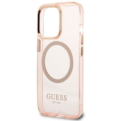 Dėklas Guess Gold Outline Translucent MagSafe GUHMP13LHTCMP iPhone 13 Pro / 13 Rožinis 5