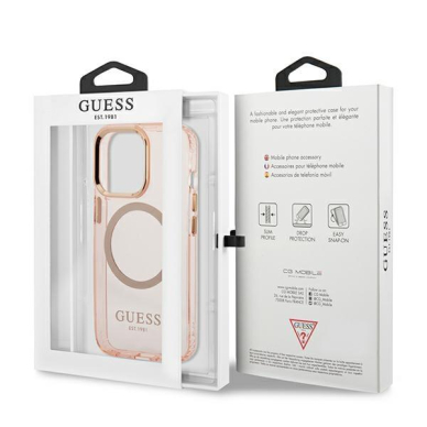 Dėklas Guess Gold Outline Translucent MagSafe GUHMP13LHTCMP iPhone 13 Pro / 13 Rožinis 7