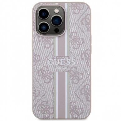 Dėklas Guess 4G Printed Stripes MagSafe GUHMP13LP4RPSP iPhone 13 Pro / 13 Rožinis 2