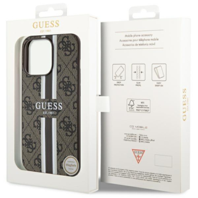 Dėklas Guess 4G Printed Stripes MagSafe GUHMP13LP4RPSW iPhone 13 Pro / 13 Rudas 7