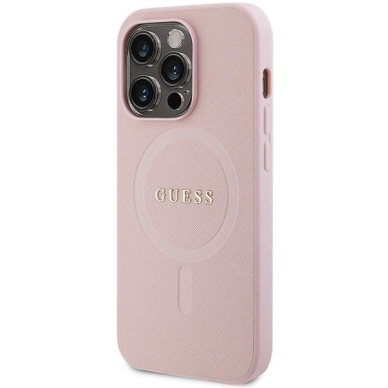 Dėklas Guess GUHMP13XPSAHMCP   iPhone 13 Pro Max - Rožinis Saffiano MagSafe 1