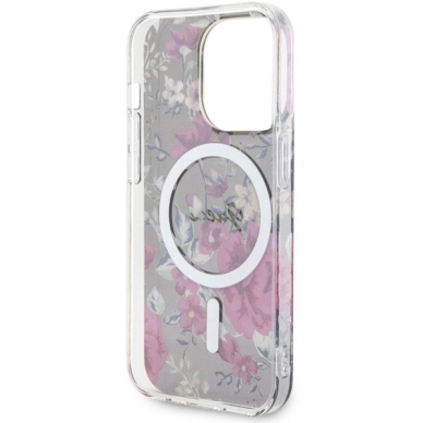 Dėklas Guess Flower MagSafe GUHMP14LHCFWSA iPhone 14 Pro Žalias 6