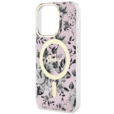 Dėklas Guess Flower MagSafe GUHMP14LHCFWSP iPhone 14 Pro Rožinis 5