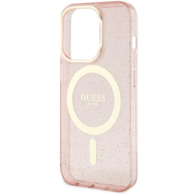 Dėklas Guess Glitter Gold MagSafe GUHMP14LHCMCGP iPhone 14 Pro Rožinis 5