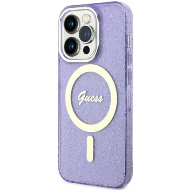 Dėklas Guess Glitter Gold MagSafe GUHMP14LHCMCGU iPhone 14 Pro Purpurinis 1