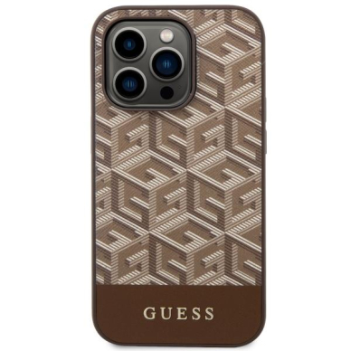 Dėklas Guess GCube Stripes MagSafe GUHMP14LHGCFSEW iPhone 14 Pro Rudas 2