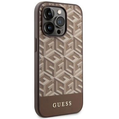 Dėklas Guess GCube Stripes MagSafe GUHMP14LHGCFSEW iPhone 14 Pro Rudas 3