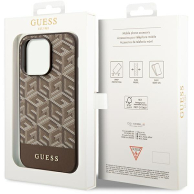 Dėklas Guess GCube Stripes MagSafe GUHMP14LHGCFSEW iPhone 14 Pro Rudas 7