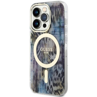 Dėklas Guess Leopard MagSafe GUHMP14LHLEOPWB iPhone 14 Pro Mėlynas 1