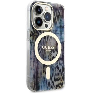 Dėklas Guess Leopard MagSafe GUHMP14LHLEOPWB iPhone 14 Pro Mėlynas 3