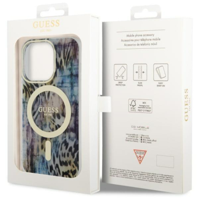 Dėklas Guess Leopard MagSafe GUHMP14LHLEOPWB iPhone 14 Pro Mėlynas 7