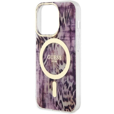 Dėklas Guess Leopard MagSafe GUHMP14LHLEOPWP iPhone 14 Pro Rožinis 5