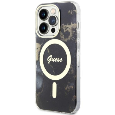 Dėklas Guess Golden Marble MagSafe GUHMP14LHTMRSK iPhone 14 Pro Juodas 1