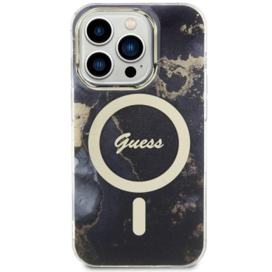 Dėklas Guess Golden Marble MagSafe GUHMP14LHTMRSK iPhone 14 Pro Juodas 2