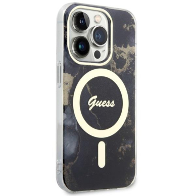 Dėklas Guess Golden Marble MagSafe GUHMP14LHTMRSK iPhone 14 Pro Juodas 3