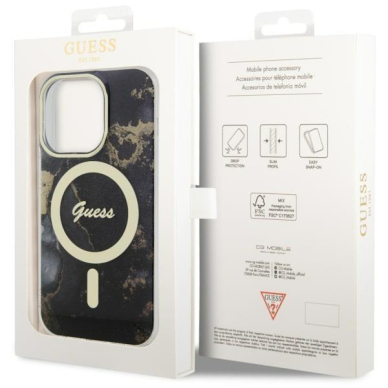 Dėklas Guess Golden Marble MagSafe GUHMP14LHTMRSK iPhone 14 Pro Juodas 7