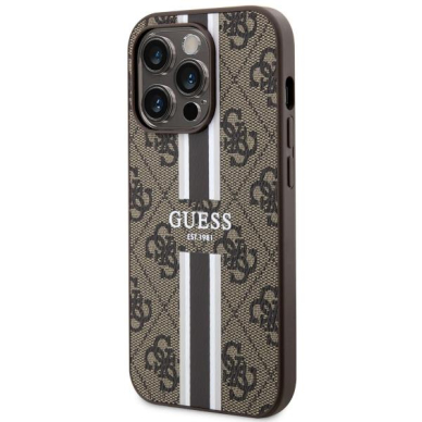 Dėklas Guess 4G Printed Stripes MagSafe GUHMP14LP4RPSW iPhone 14 Pro Rudas 1