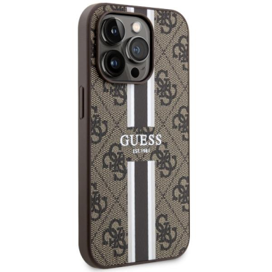 Dėklas Guess 4G Printed Stripes MagSafe GUHMP14LP4RPSW iPhone 14 Pro Rudas 3