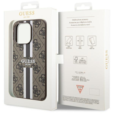 Dėklas Guess 4G Printed Stripes MagSafe GUHMP14LP4RPSW iPhone 14 Pro Rudas 7