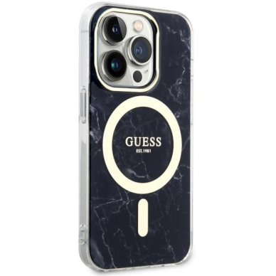 Dėklas Guess Marble MagSafe GUHMP14LPCUMAK iPhone 14 Pro Juodas 3