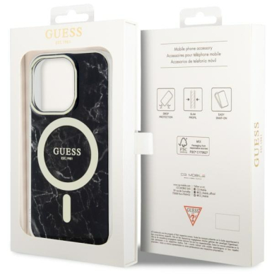 Dėklas Guess Marble MagSafe GUHMP14LPCUMAK iPhone 14 Pro Juodas 7