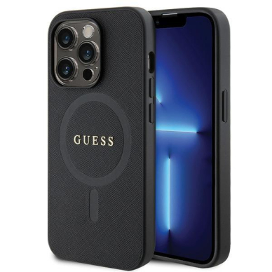 Dėklas Guess GUHMP14LPSAHMCK   iPhone 14 Pro - Juodas Saffiano MagSafe