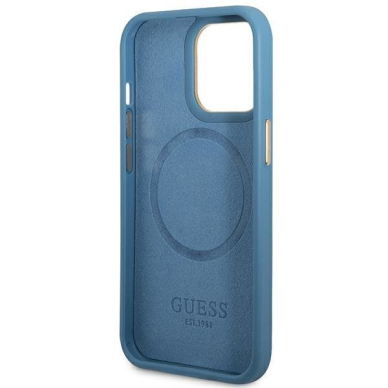 Dėklas Guess 4G Logo Plate MagSafe GUHMP14LU4GPRB iPhone 14 Pro Mėlynas 6