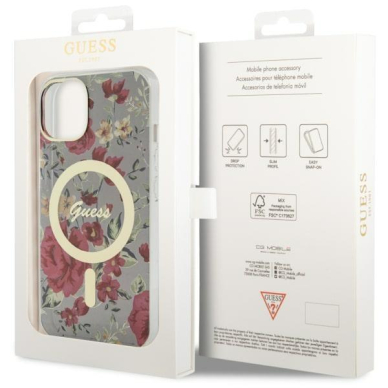 Dėklas Guess Flower MagSafe GUHMP14MHCFWSA iPhone 14 Plus Žalias 7