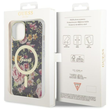 Dėklas Guess Flower MagSafe GUHMP14MHCFWSK iPhone 14 Plus Juodas 7