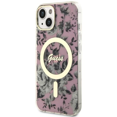 Dėklas Guess Flower MagSafe GUHMP14MHCFWSP iPhone 14 Plus Rožinis 1