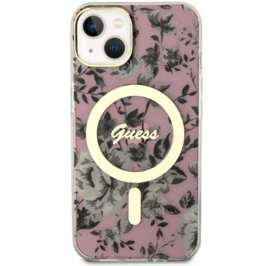 Dėklas Guess Flower MagSafe GUHMP14MHCFWSP iPhone 14 Plus Rožinis 2