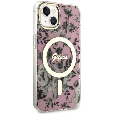 Dėklas Guess Flower MagSafe GUHMP14MHCFWSP iPhone 14 Plus Rožinis 3