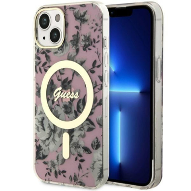 Dėklas Guess Flower MagSafe GUHMP14MHCFWSP iPhone 14 Plus Rožinis