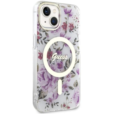 Dėklas Guess Flower MagSafe GUHMP14MHCFWST iPhone 14 Plus Permatomas 3