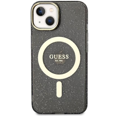 Dėklas Guess Glitter Gold MagSafe GUHMP14MHCMCGK iPhone 14 Plus Juodas 2