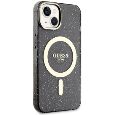 Dėklas Guess Glitter Gold MagSafe GUHMP14MHCMCGK iPhone 14 Plus Juodas 3