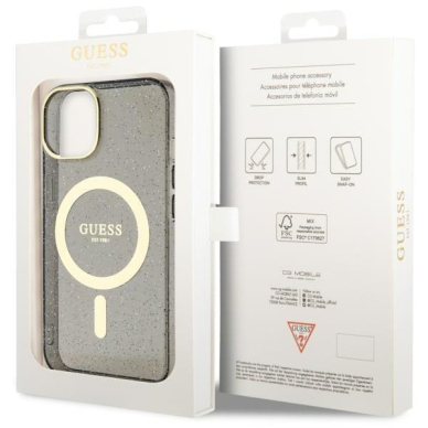 Dėklas Guess Glitter Gold MagSafe GUHMP14MHCMCGK iPhone 14 Plus Juodas 7