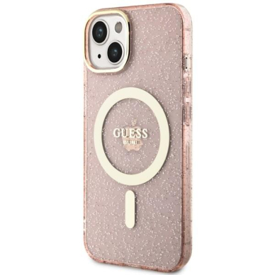 Dėklas Guess Glitter Gold MagSafe GUHMP14MHCMCGP iPhone 14 Plus Rožinis 1