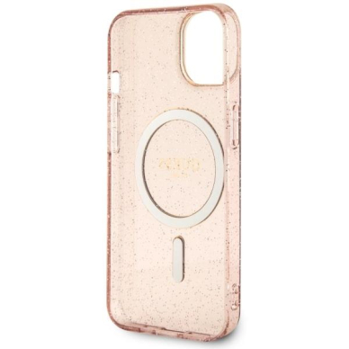 Dėklas Guess Glitter Gold MagSafe GUHMP14MHCMCGP iPhone 14 Plus Rožinis 6