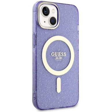 Dėklas Guess Glitter Gold MagSafe GUHMP14MHCMCGU iPhone 14 Plus Purpurinis 3