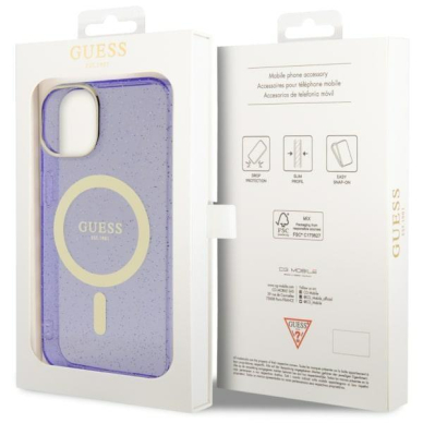 Dėklas Guess Glitter Gold MagSafe GUHMP14MHCMCGU iPhone 14 Plus Purpurinis 7