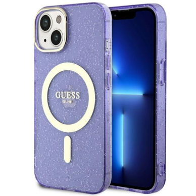 Dėklas Guess Glitter Gold MagSafe GUHMP14MHCMCGU iPhone 14 Plus Purpurinis