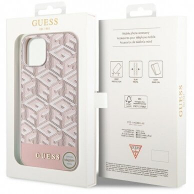 Dėklas Guess GCube Stripes MagSafe GUHMP14MHGCFSEP iPhone 14 Plus Rožinis 7