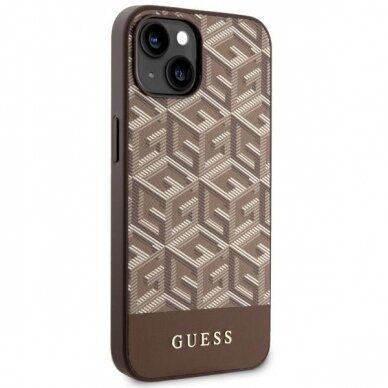 Dėklas Guess GCube Stripes MagSafe GUHMP14MHGCFSEW iPhone 14 Plus Rudas 3