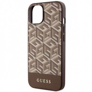 Dėklas Guess GCube Stripes MagSafe GUHMP14MHGCFSEW iPhone 14 Plus Rudas 5