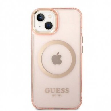 Dėklas Guess Gold Outline Translucent MagSafe GUHMP14MHTCMP iPhone 14 Plus Rožinis 2